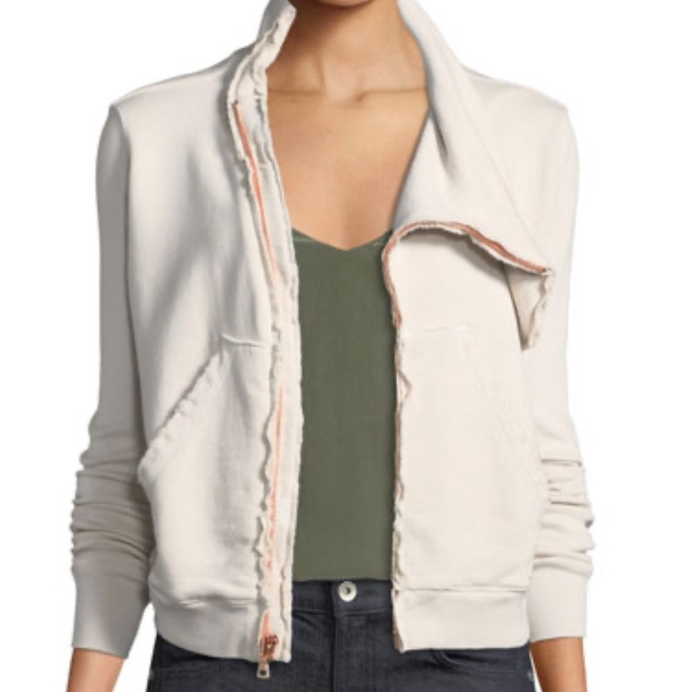 Frank & Eileen Tee Lab side zip fleece jacket. White. Size Small